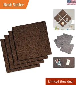 Selbstklebende dunkle Korkfliesen 12" x 12" - 4er Pack für stilvolle Pinnwände - Bild 1 von 7