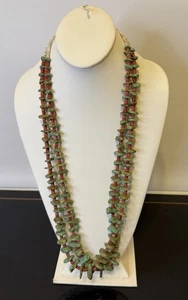 "Collar nativo americano navajo turquesa, ostra espinosa, concha doble hebra 32""" - Imagen 1 de 8