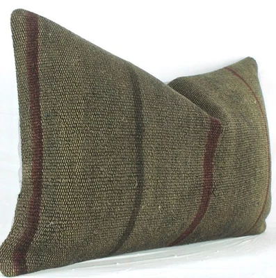 Funda Almohada Lumbar Turca Kilim 16x24 Marrón Rojo Kilim Sofá Cojín Foto 1 de 4