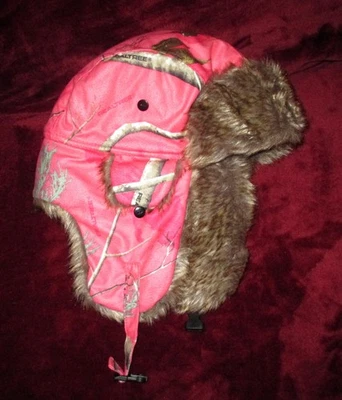 Hot Shot Thinsulate Adult Size M/L Pink Camo Winter Hat Ear Flaps Realtree - Image 1 of 4