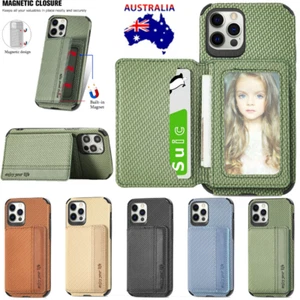 For iPhone 16 15 14 13 12 11 Pro MAX XR 7 8 Plus Case Magnetic With Card Holder - Picture 1 of 73