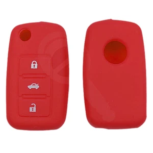 Silikon Rot 3 Tasten Klappschlüssel Auto Schlüssel passend für VW Seat Skoda - Picture 1 of 7
