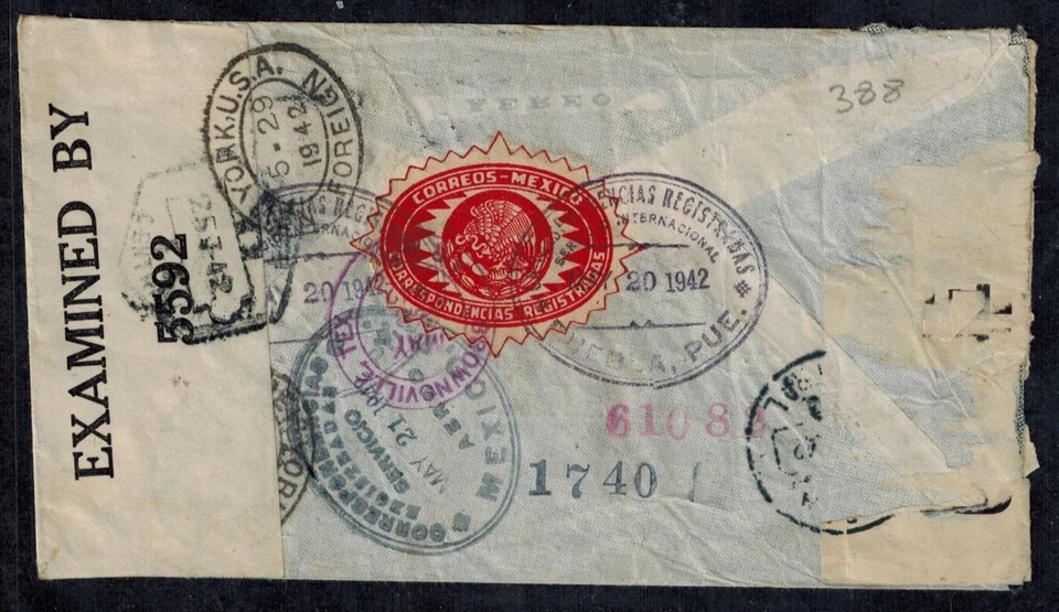 Bermuda WWII 1942 Bermuda Censor Cover w/BRNs 1740 Grey & 61082 Red On Back RARE - Image 1 of 4