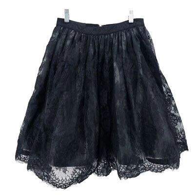 Falda ALICE + OLIVIA Negra Encaje Superpuesto Tul Capas Hasta la Rodilla Talla 0 Foto 1 de 4