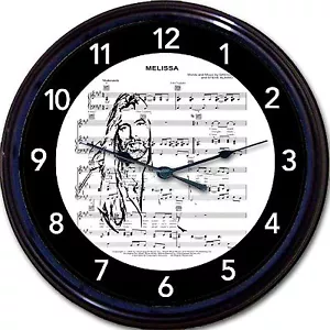 Gregg Allman Brothers Band Melissa Noten Wanduhr Silhouette Neu 10" - Bild 1 von 1