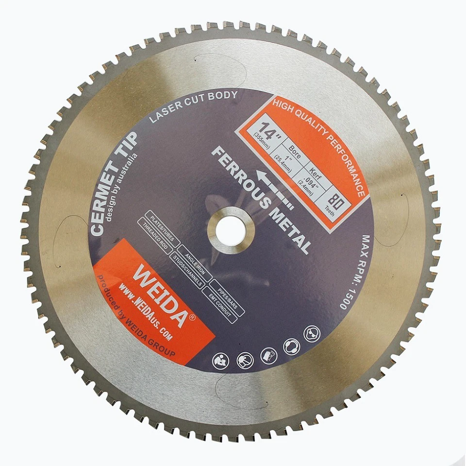 355mm Cold saw Blade 14 Inch 80 Teeth 25.4mm Arbor Dry Cut Steel Ferrous Cermet - image 1 of 4