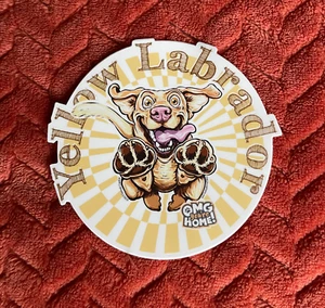 Happy Yellow Labrador Retriever Hund Aufkleber Wetterfest Sticker Labor Welpe 4,5" - Bild 1 von 5