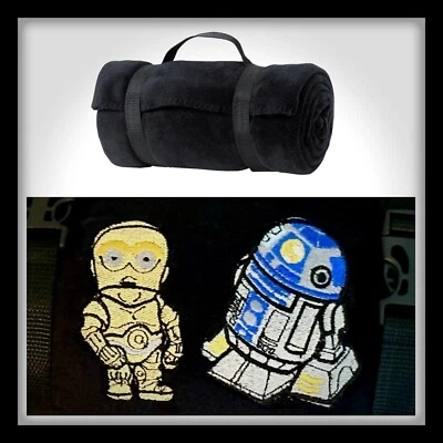 Star Wars ✨ C3PO & R2-D2 Chibi (babies) Port Authority Fleece Blanket w Strap - Image 1 of 4