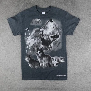 Camisa Guildan Para Hombres S Gris BC Canadá Lobo Gráfico Camiseta Manga Corta Cuello Redondo - Imagen 1 de 8