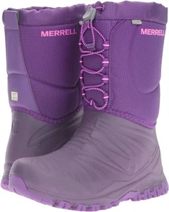 MERRELL SNOW QUEST GIRLS WATERPROOF BERRY LIGHTWEIGHT SNOW BOOTS SIZE UK12 - Picture 1 of 5