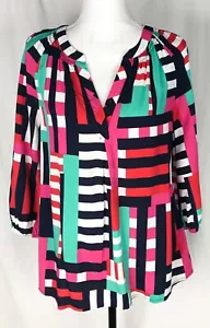 Blusa geométrica multicolor Crown & Ivy talla M blusa rayón - Imagen 1 de 5