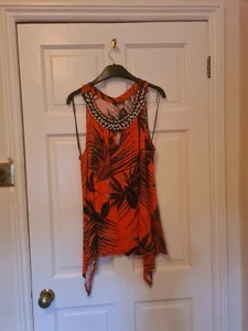 Top M and Co Quemado Naranja y Negro Cuentas Talla 20 - Imagen 1 de 8