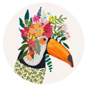 SNAP IN BUTTON CHARM FITS GINGER SNAPS STYLE JEWELRY ENAMEL TOUCAN #154 BIRD - Picture 1 of 3