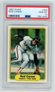 Fleer #455 1982 Rod Carew California Angels Salón de la fama PSA 10 gemas como nuevo - Imagen 1 de 2