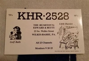 Tarjeta coleccionable HAM CB RADIO QSL "GOLF BALLS & LITTLE RUSSIAN - WILKES-BARRE PA" - Imagen 1 de 1