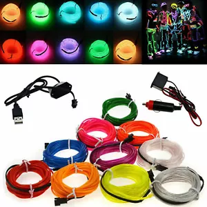 Flexible 1M 2M 4m 5M LED Neon Light Glow EL Wire Strip tube Rope Home Car Decor - Picture 1 of 46