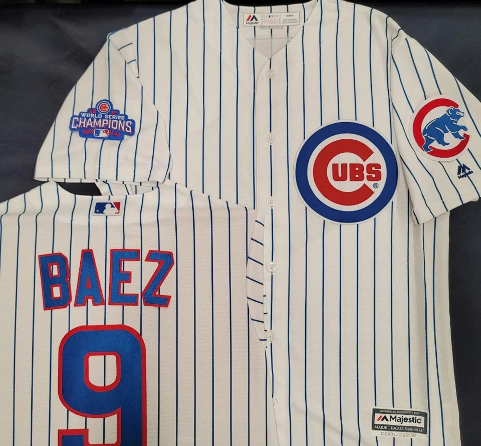 Camiseta Majestic Chicago Cubs 20215 Javier Baez Campeones Serie Mundial 2016 Foto 1 de 1