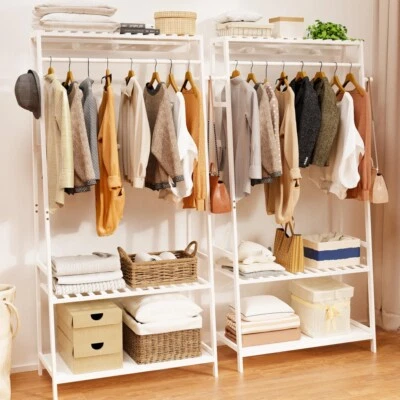 Garderobenständer Schwerlast Kleiderständer Massivholz Garderbe Lagerraum Weiß - Bild 1 von 4