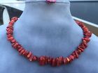 Handmade Short Necklace of Medium Coral Red Dyed Sponge Coral Chip Beads