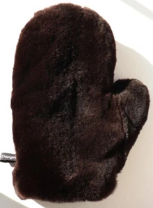 Pelz Handschuh SamtNerz Wellness Fell Massage Nerz Streichel Dark Mink Kaffee - Picture 1 of 3