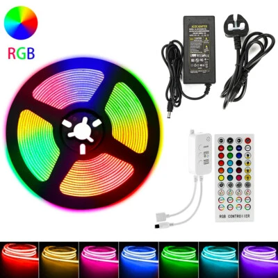 DC 24V COB LED Strip 840Leds/m Flexible FOB RGB Led Light Controller Adapter 5m - Image 1 of 4