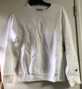 Champion Crew Sweatshirts Sweater Kids Girls Size L 10-12 White - Picture 1 of 2