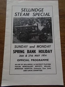 SELLINDGE STEAM SPECIAL 1974 Vintage Steam Traction Engine Rally Fair Programme - Picture 1 of 1