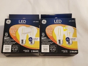 GE LED Clear Finish 2ct 40W Ceiling Fan Light Bulbs A15 NEW - 4 PACK - Picture 1 of 2