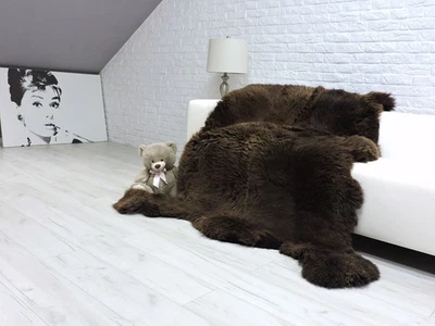 Ours Tapis Peau : Géant de Mouton Véritable(178cmx 150cm), Fourrure Jeté , Noël - Photo 1/4
