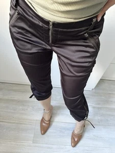 Vintage Satin Black Versace Jeans Couture Y2K Style Capri Pants - Picture 1 of 14