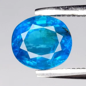 π 1.02ct 6x5.5mm Oval Natural Blue Apatite - Unheated, Madagascar Gemstone - Picture 1 of 4