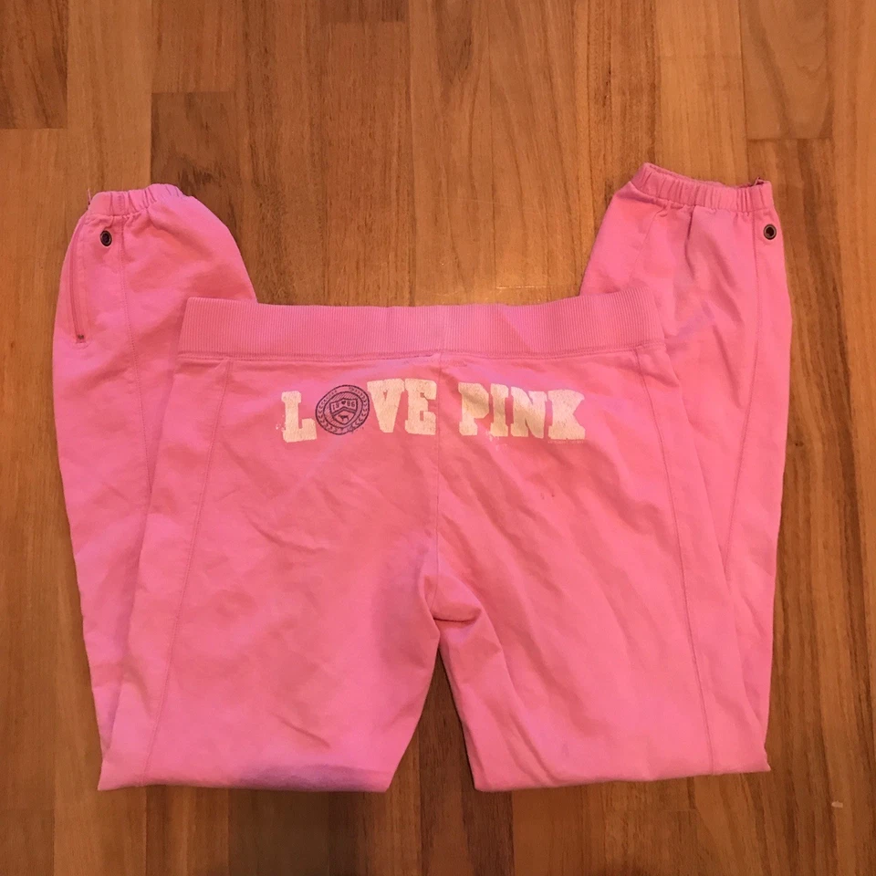 Vintage Victoria's Secret Pink Sweatpants Y2K 2000s Joggers Ankle Zipper Size M - Image 1 of 4