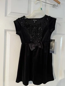 George Black Dress Size 4-5 Sequins On Top With Bow  - Picture 1 of 3