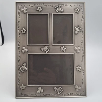 Детская фоторамка из тяжелого олова металла 3 от Carr вмещает фотографии 2x3 дюйма и 3x4,5 - Изображение 1 из 4