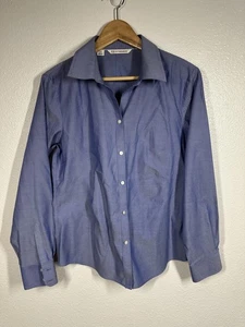 Cutter & Buck Shirt Womens Large Blue Button Down Long Sleeve Spread Collar - Picture 1 of 11