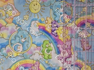 Custom Cotton Woven Fabric Bears 80s Cartoon Clouds By The 1/4 Yard 9x56 - Picture 1 of 2