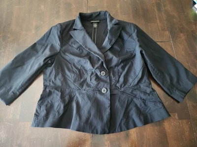 Blazer Lane Bryant Feminino Tamanho 20 Preto Manga 3/4 Botão Roupa de Trabalho Blazer Casual - Imagem 1 de 4