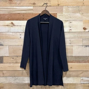 Eileen Fisher Wool Cardigan Petite Small Kimono Stretch Open Front Duster Black - Picture 1 of 7