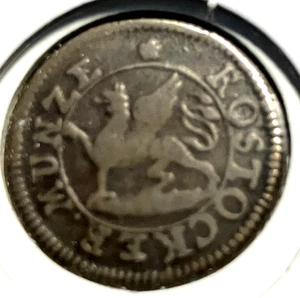 Elfe Deutschland Rostock 1 Pfennig 1798 FL Griffon - Bild 1 von 2