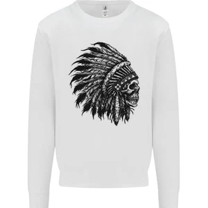 Indian Skull Headdress Biker Motorbike Kids Sweatshirt Jumper - Picture 1 of 3