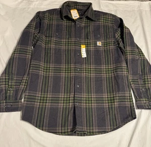 Camisa Carhartt Para Hombre Mediana Verde Gris Franela a Cuadros Manga Larga Peso Pesado Trabajo - Imagen 1 de 11