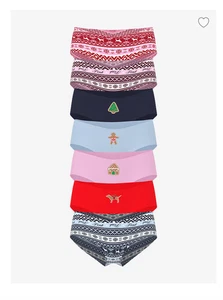 Victoria’s Secret PINK No Show Cheeky Panty Weihnachtsmotiv 7er Pack XL NEU - Bild 1 von 5