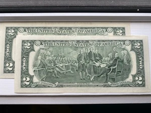 2x Consecutive $2 Two Dollar USA Bank Notes Bills 2003 D Block Unc! USA Set - Picture 1 of 4