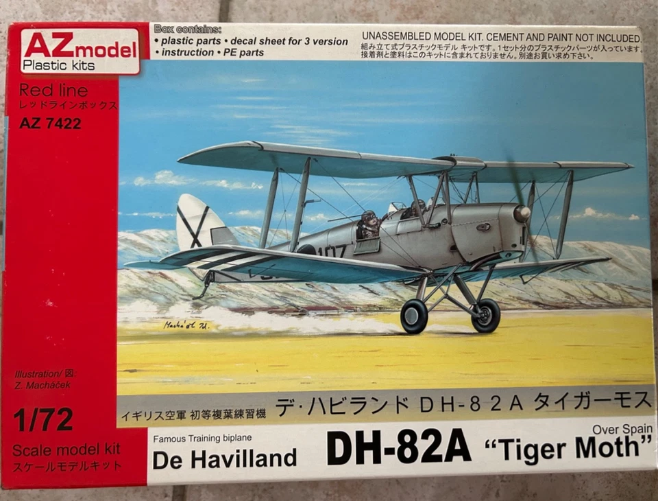 AZ MODEL 1/72 7422  DE HAVILLAND DH-82A TIGER MOTH over Spain - Immagine 1 di 1