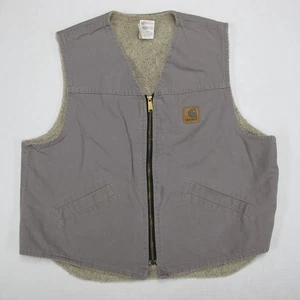Chaleco de Lona Carhartt De Colección Para Hombres XL Gris V18CMT EE. UU. Hecho en Unión Y2K Forrado Sherpa - Imagen 1 de 9