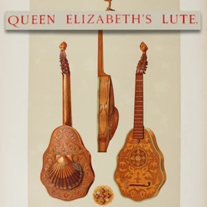 1888 QUEEN ELIZABETH’S LUTE Bellas Artes Litografía Hipkins Gibb Era Victoriana Impresión - Imagen 1 de 5