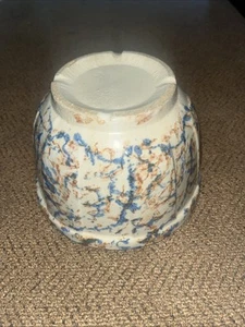 Vtg #6 Red Wing Spongeware Bowl Blue Brown Stoneware Paneled 6” Wide 4” Tall - Picture 1 of 20