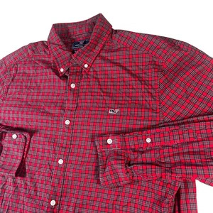 Vineyard Vines Classic Fit Whale Shirt Mens Size XL Red Preppy Casual - Picture 1 of 6