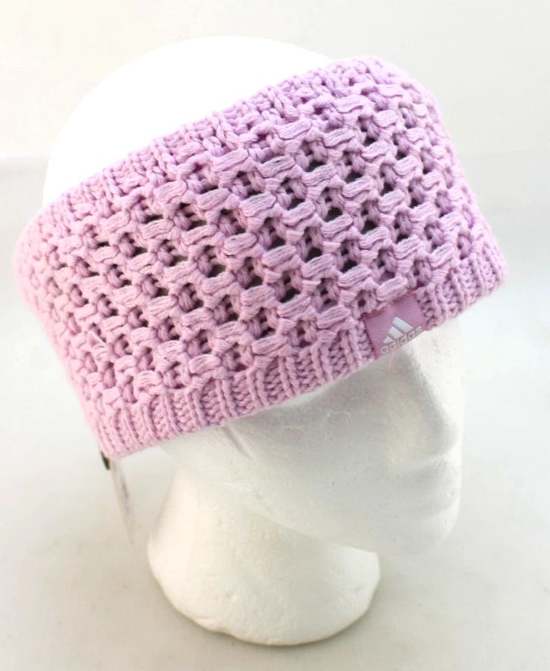 ADIDAS Orchid Fushion Trefoil Badge Logo Chunky Knit Lined Women's Headband
