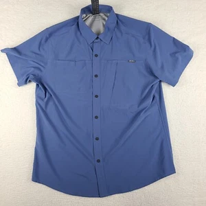 Eddie Bauer Dress Shirt Mens Large Blue Slim Fit Vented Snap Button Up - Picture 1 of 10